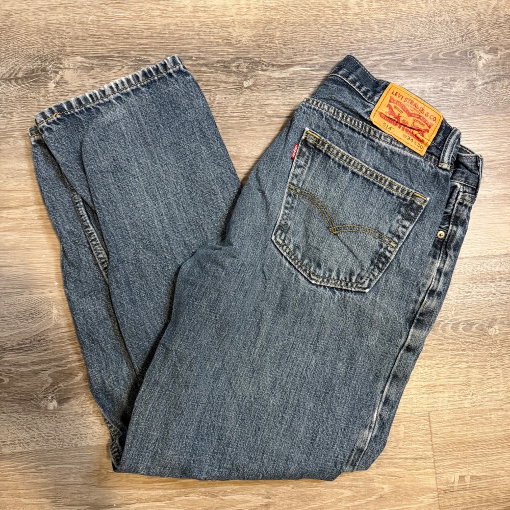 Levi Strauss 514 Straight Fit Jeans Blue Denim Mens W34 L30